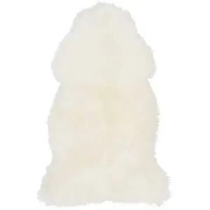 C1495 Tapis de chambre de luxe en fausse fourrure à poils longs, antidérapants, lavables en machine, de couleur blanche