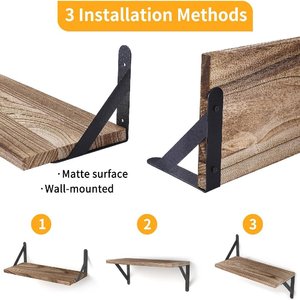 Wooden Wall Mounted <b>Shelf</b> Solid Wood Rectangle 3 Tier Durable Multipurpose Storage Rack For Living Room Entryway <b>Bedroom</b> - Product Image 4