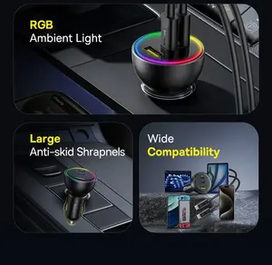 <span class=keywords><strong>Chargeur</strong></span> de voiture <span class=keywords><strong>Baseus</strong></span> 152.5W <span class=keywords><strong>100W</strong></span> Charge rapide PD3.0 QC4.0 USB Type-C <span class=keywords><strong>Chargeur</strong></span> de téléphone pour IPhone16 15 Samsung Xiaomi Laptops Tablet - Product Image 3