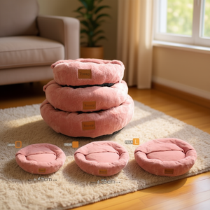 Set di Tre Pezzi per Lettini per Animali Domestici: Nido Rotondo e Coperta in Flanella Artica, Colore Rosa Carne - Product Image 3