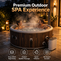 Bain à remous gonflable rond à prix de gros pour 4-6 personnes, spa de massage à bulles portable d'extérieur avec couverture isolante pour la famille
