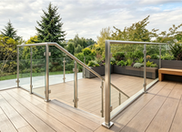 Poteau de garde-corps en acier inoxydable brossé moderne pour balustrade en verre sans cadre, garde-corps à câbles pour escalier et balcon, 90/180 degrés, extérieur