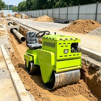Rouleau compresseur routier hydraulique double tambour ME080 de 600 kg avec moteur de 9 CV, compresseur autoporté pour petits projets de construction de chaussées