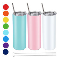 Vasos Térmicos Skinny Rectos de Acero Inoxidable para Sublimación en Blanco de 20oz y 30oz con Pajillas