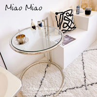 Table basse réglable en acier inoxydable de style vintage moderne Table d'appoint de canapé de chevet simple Meubles de salon tendance
