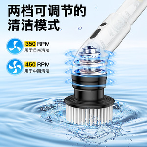 Cepillo de limpieza eléctrico inalámbrico multifuncional, limpiador de pisos de cocina portátil con 6 cabezales reemplazables para baño y piscina - Product Image 2