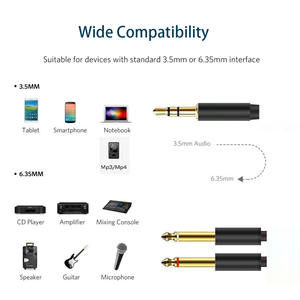 Стерео аудио кабель для смартфона, динамиков, усилителя 3,5 мм 1/8 дюйма от TRS до Dual 6,35 мм 1/4 дюйма TS - Product Image 2