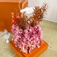 Artisanat de fleurs préservées écologiques, rose éternelle, pissenlit, boîte cadeau carrée en acrylique 12x12x12cm, cadeau pour la fête des mères, cadeau pour la Saint-Valentin