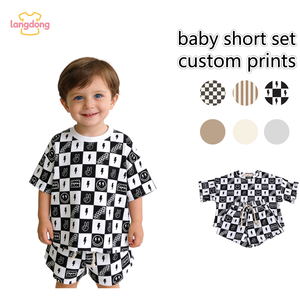 Ensemble de vêtements pour bébé garçon cool et décontracté, <span class=keywords><strong>t</strong></span>-<span class=keywords><strong>shirt</strong></span> surdimensionné en coton et short, tenue 2 pièces pour bébé - Product Image 1