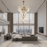 Lustre moderne de luxe en cuivre et verre, grand modèle LED artistique, créatif et de haute qualité, pour bureau à domicile ou hôtel