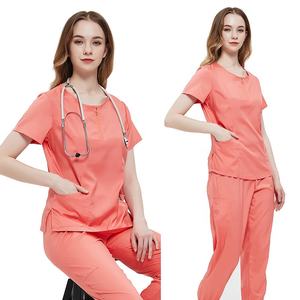 Set di Uniformi Sanitarie per Uomo a Prezzo All'Ingrosso, Impermeabili, Manica Corta, Unisex, Bianche e Rosa Acceso - Product Image 2