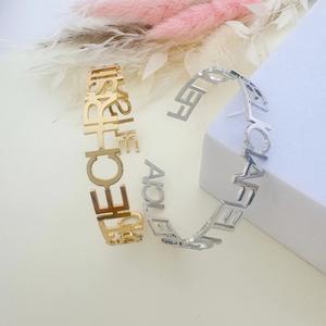 Stainless Steel Electroplated Bracelet <strong>Custom</strong> Name Letter <strong>Bangle</strong> Exaggerated Open Personalized <strong>Women</strong> Gift - Product Image 1