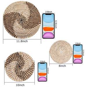 Idée de décoration pour grande <span class=keywords><strong>maison</strong></span> <span class=keywords><strong>Monde</strong></span> global Décor jonc de mer Assiettes murales <span class=keywords><strong>Chambre</strong></span> fille adulte Déco Bleu et vert Côtier - Product Image 6
