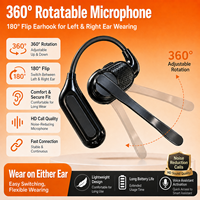Headphone Nirkabel Open Ear Baru, 25 Jam Waktu Bermain, Mikrofon Magnetik Lepas Pasang, Serat Karbon, Headset Bisnis Satu Sisi