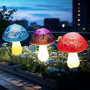 Cracked Mushroom Solar Stake Lights Waterproof <b>LED</b> Pathway Lights Outdoor Garden Decor for Flower <b>Bed</b> Backyard Gardening Gift - Product Image 5