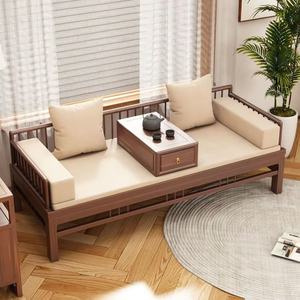 Sofá Cama de Madera Maciza Estilo Chino con Sofá Deslizante Extraíble y Lavable, Madera de Nogal y Olmo, Estilo Zen Moderno Minimalista, Doble Uso - Product Image 5