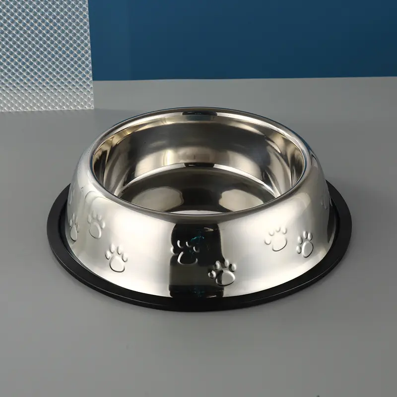 New stainless steel footprints dog basin Pet supplies feeder Pet food basin