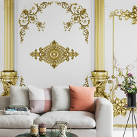 Papier peint mural photographique personnalisé en usine, motif colonne romaine sculptée dorée 3D européenne, pour fond mural, décoration murale moderne