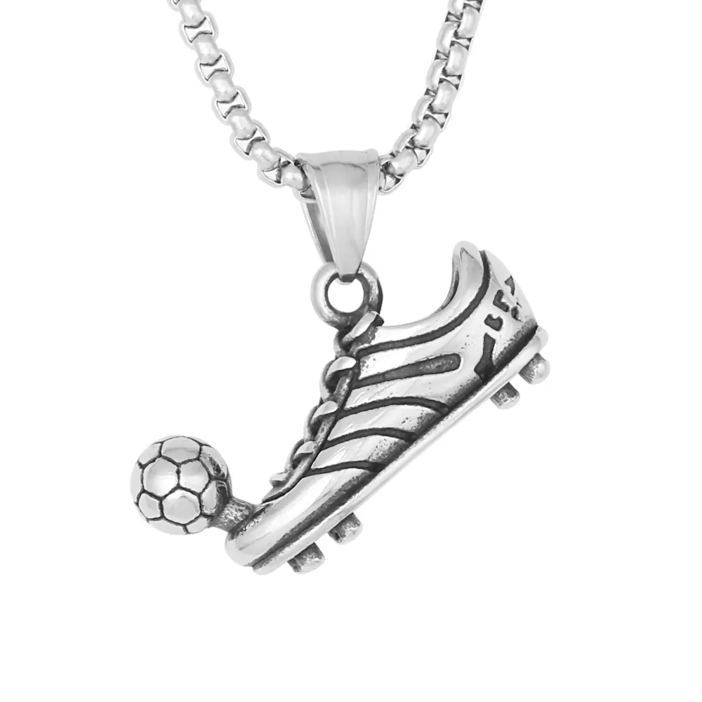 Unique Design Fashion Jewelry Stainless Steel Sport Football Soccer Shoe Pendant Necklace with 3D Effect