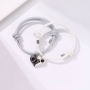 Glow in the Dark Luminous <b>Rope</b> <b>Bracelet</b> for Women Men Valentine's Day Gift Magnet 100 Language I Love You Heart Couple <b>Bracelet</b> - Product Image 4