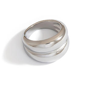 Titanium Steel Open <b>Ring</b> Wave Geometry Oval Shape For Women Jewelry Gift - Product Image 5