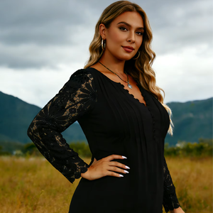 Camisa Holgada de Manga Larga con Encaje Estilo Europeo para Mujer, Talla Grande, de Fibra de Leche, con Botones, para Primavera/Otoño/Verano, Joyinspring - Product Image 5