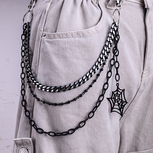 Cadena de cintura de tres capas con diseño de telaraña, estilo punk metálico europeo americano, para fiestas, accesorio de moda hip hop. - Product Image 1