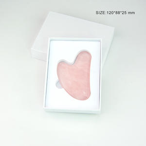 Tabla de Gua Sha de Jade Natural para Comercio Exterior, Masajeador Facial de Cuarzo Rosa en Forma de Corazón y Pluma, GS_F01 - Product Image 3