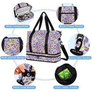 Bolsa de Gimnasio Impermeable de Nuevo Diseño, Bolsa de Viaje Personalizada, Juego de Maletas de Fin de Semana con Diseño Hawaiano de Lavanda, Bolsas de Viaje Plegables Personalizadas - Product Image 5