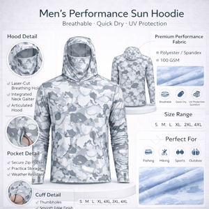 Sudadera con Capucha de Pesca para Hombre, Diseño Personalizado de Camuflaje, UPF 50+, Manga Larga, Transpirable, de Secado Rápido, Protección Solar - Product Image 2