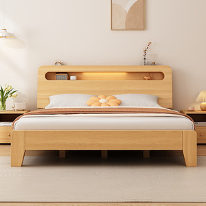 Base de Cama Doble Moderna y Minimalista de 1.5m, Cama Individual de 1.8m de Madera de Pino Sólida con Tapicería de Tela Suave para Uso Doméstico o de Alquiler YS-B-006 - Product Image 2