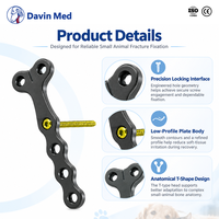 Plaque de blocage de type T Davin Med Veterinary ALPS, implant orthopédique pour petits animaux, pour la chirurgie de fixation des fractures chez le chien et le chat