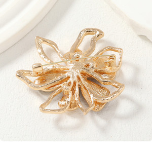 Fleur irrégulière poisson salé ormeau coquille motif or broche violet strass cristal <span class=keywords><strong>pierre</strong></span> étincelant métal broche pour les femmes - Product Image 5