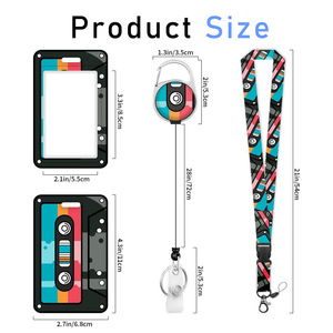 Cross-border recorder carabiner badge scroll keychain polyester detachable lanyard card holder double-sided UV printing in stock - Product Image 3