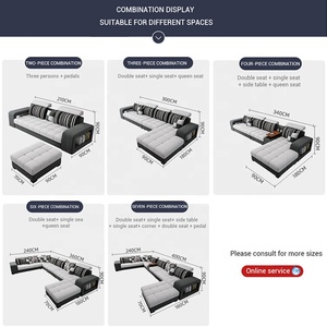 Muebles de sala moderno popular de ocio adulto <span class=keywords><strong>L</strong></span> apartamento en forma de U de 7 plazas esquina transversal tejido de lino de sofás para casa - Product Image 4