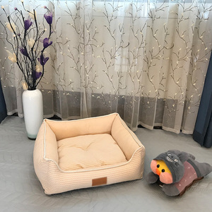 100% Cotton Small Pet Sofa <strong>Fashion</strong> Classic Washable Plush Oval Luxury Calming <strong>Bed</strong> with Animal Pattern for Cats <strong>Dogs</strong> Box - Product Image 3