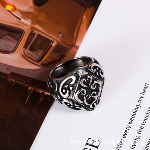 Unisex Geometric Pattern <b>Ring</b> Titanium Steel SA918 Gift Jewelry - Product Image 4