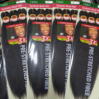 Lot de 3 mèches de tresses pré-étirées 52 pouces 300g en fibre synthétique Yaki pour tresses au crochet, tresses africaines, fixation à l'eau chaude, vente en gros