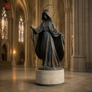Statua in Bronzo della Donna dell'Apocalisse a Grandezza Naturale con Corona a Dodici Stelle e Braccia Aperte, Decorazione Gotica per Cattedrale e Chiesa - Product Image 1