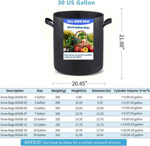 Sacs de culture épaissis et plus hauts avec tissu aéré et conception plus profonde, 30 gallons, lot de 2 - Product Image 2