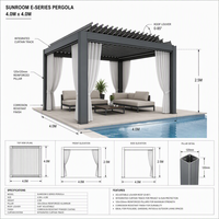 Luxuriöse Moderne Weiße Pergola mit Outdoor-Transparentvorhängen Motorisiertes Lamellendach für Resort-Hotel Poolbereich Garten-Pavillon