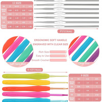 Kit de Crochet DIY Ensemble d'Aiguilles à Tricoter 60 Pièces pour Débutants Trousse d'Outils de Tricot Portable avec Sac de Voyage et Kit de Couture