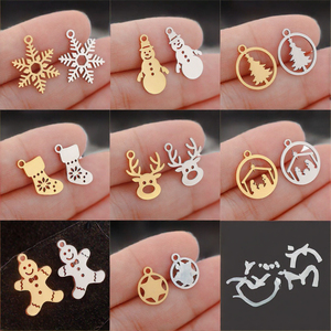 Pendentif Breloque de Noël en Acier Inoxydable (Flocon de Neige, Renne, Clochette, Arbre Creux) – Composant de Bijouterie pour Colliers et Boucles d'Oreilles - Product Image 3