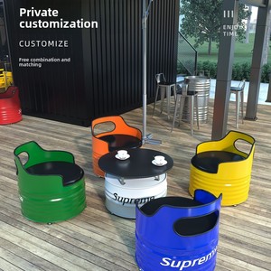 <span class=keywords><strong>Bar</strong></span>, <span class=keywords><strong>bar</strong></span> informal, conjunto de mesa y sillas de estilo industrial, tienda en línea popular, cafeterí<span class=keywords><strong>a</strong></span>, restaurante, asientos de barriles de hierro forjado, sofá - Product Image 4