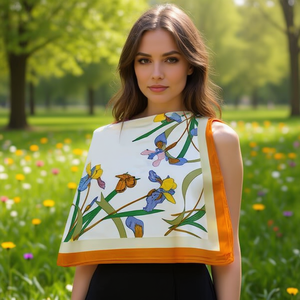 Foulard Quadrato con Motivo a Farfalle 70x70Cm, Accessorio Moda in Seta Stampata - Product Image 3