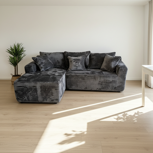 Sofá convertible tapizado en forma de L, económico, sin estructura y con compresión. Conjunto de Sofá Seccional Modular de Tres Plazas - Product Image 2