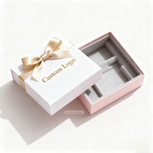 Custom Logo Recycled Materials Embossed Luxury Wedding Gift Packaging Custom Lid Paper <strong>Box</strong> With Ribbon - Product Image 1
