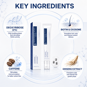Sérum capillaire 2% de désoxyribose 20ml pour cheveux clairsemés, essence volumisante à la biotine et aux exosomes, solution de soin du cuir chevelu en roll-on - Product Image 4