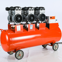 Compresseur d'air sans huile à piston, refroidi par air, faible bruit, 220V/380V, 8 bars, 6 cylindres, pour unité dentaire, fabrication commerciale chinoise, longue durée de vie