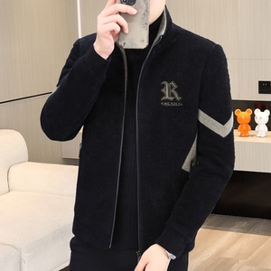 Chaqueta Bomber de Algodón Chenille Antipelusas para Hombre, Invierno 2025, Nueva Colección Streetwear, con Cremallera y Solapa, Forro Polar Grueso, Estilo Transfronterizo - Product Image 4